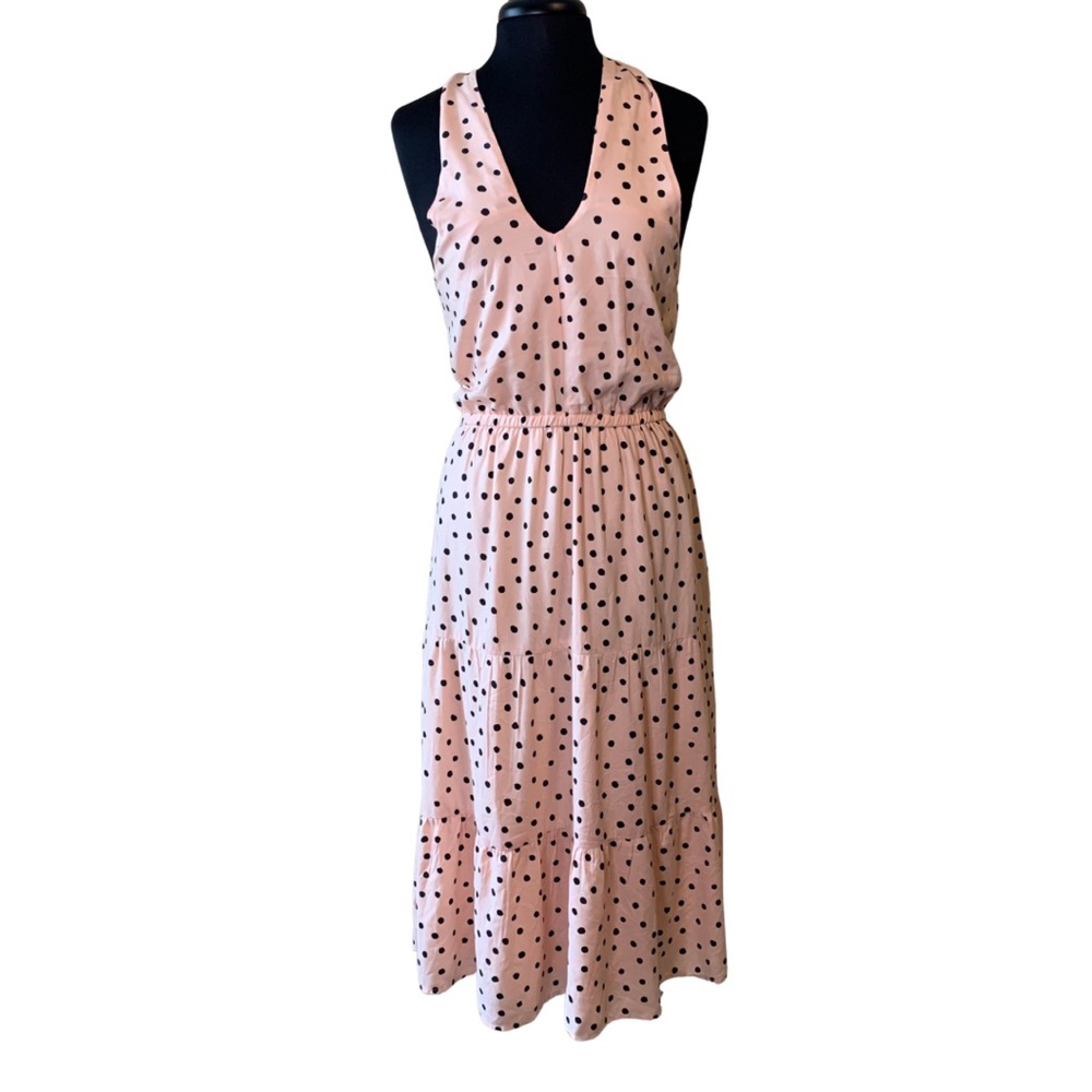 MAURICES Pink Polka Dot Dress Size XL Halter Tie Neck Elastic Waist Tiered NWT